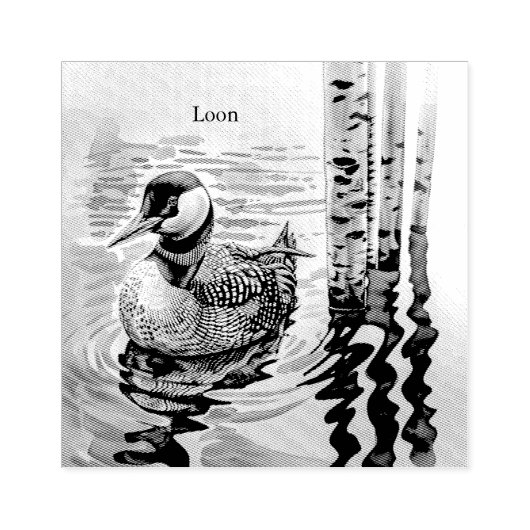 Mooie Loon op water in waterverf Rubberstempel (Afrduk)