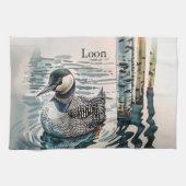 Mooie Loon op water in waterverf Theedoek (Horizontaal)