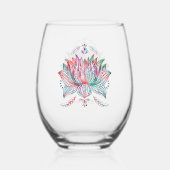 Mooie Lotus Bloem Boho Art gepersonaliseerd Wijnglas Zonder Voet (Achterkant)