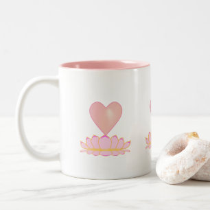Mooie Lotus Bloem & Hart Tweekleurige Koffiemok