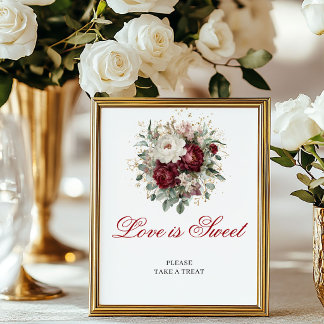 Mooie Love is Sweet Gouden Blush Bourgondi Bord Poster