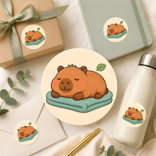 Mooie Luie Capybara die Slaapt op Dekentje Sticker