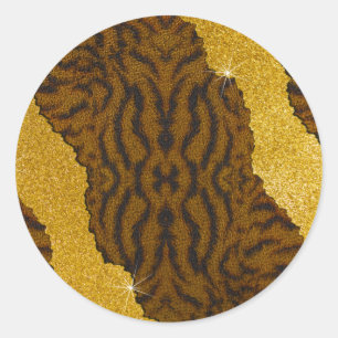 Mooie Luipaard Tijger Dierprint Met Glitters Ronde Sticker