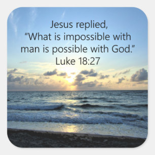 MOOIE LUKE 18:27 ZONSOPGANG VIERKANTE STICKER