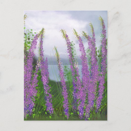 Mooie Lupine Bloemen Aan Het Meer Briefkaart (Voorkant)