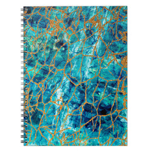 Mooie luxe textuur van blauwe marmer met goud. notitieboek