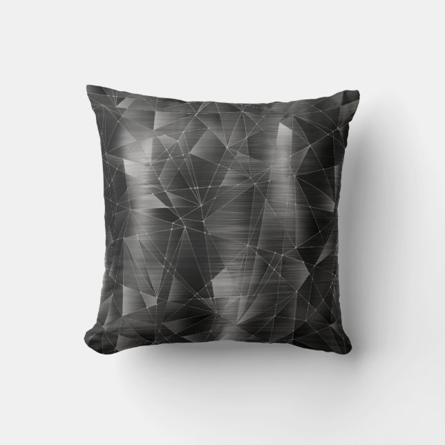 Mooie Luxury Black Silver Geometrical Pattern Kussen (Voorkant)