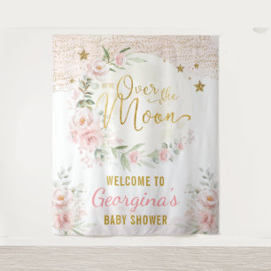 Mooie Maan Sterren Blush Bloem Meisje Welkom Wandkleed