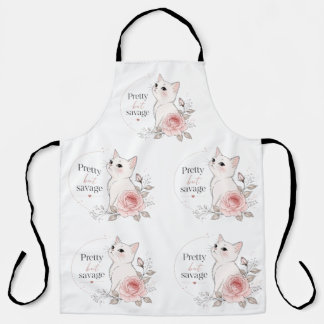 Mooie Maar Savage Kawaii Kat Rose Schort