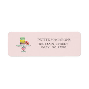 Mooie Macarons roze retouradres Etiket