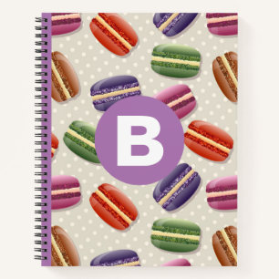 Mooie Macaroon Patroon Stippen Paarse Monogram Notitieboek