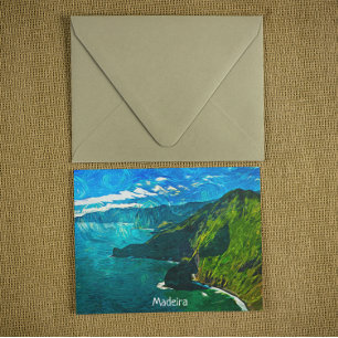 Mooie Madeira Coastal Uitzicht olieverf Briefkaart