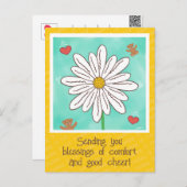 Mooie Madelief Bloem Met Teddyberen Beterschap Briefkaart (Voorkant / Achterkant)