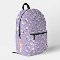 Mooie Madeliefjes Bloem Patroon Paarse Schooltas