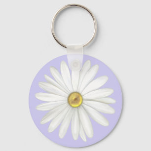 Mooie madeliefjesbloem op licht periwinkle sleutelhanger