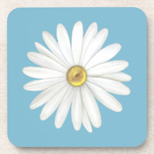 Mooie madeliefjesbloem op turquoise bier onderzetter