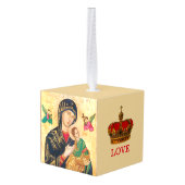 Mooie Madonna en kerstmis Kubus Ornament (Achter hoekig)
