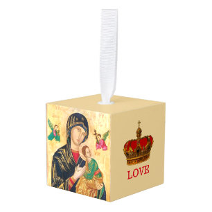 Mooie Madonna en Kind Kerst Kubus Ornament
