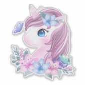 Mooie & Magische Baby Eenhoorn met Grote Ogen Sticker (Voorkant)