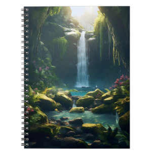 Mooie magische betoverde bos waterval notitieboek