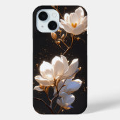 Mooie Magnolia bloemen op zwarte achtergrond Case-Mate iPhone Case (Achterkant)
