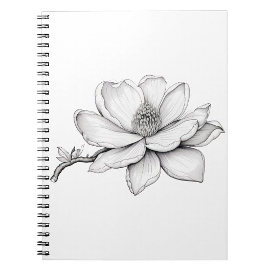 Mooie Magnolia bloemschets Notitieboek (Voorkant)