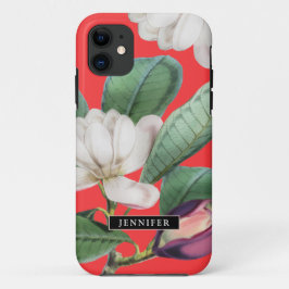 Mooie Magnolia Bloesems met Botanische Naam iPhone 11 Hoesje