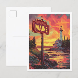 Mooie Maine USA Illustratie Reizen Briefkaart
