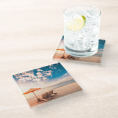 Mooie Maldiven Beach Sunset Glazen Onderzetter (Schuin)