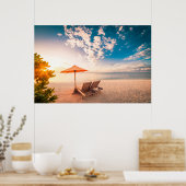 Mooie Maldiven Beach Sunset Poster (Keuken)