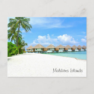 Mooie Malediven eilanden, bungalows, oceaan, palme Briefkaart