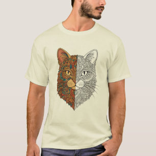 Mooie Mandala Artistieke Bloemkat Gezicht T-Shirt