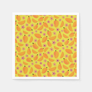 Mooie mango fruit en bloemenpatroon servet