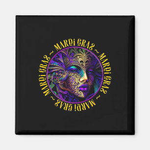 Mooie Mardi Gras Vrouw in Masker Mardi Gras Magneet