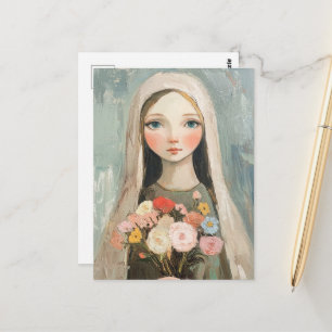 Mooie Maria Met Bloemen Briefkaart