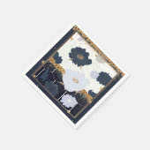 Mooie marineblauwe en gouden bloemendesign servet (Hoek)