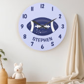 Mooie marineblauwe jongensvoetbal slaapkamer muur grote klok