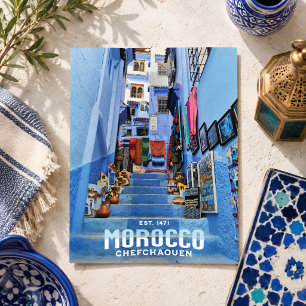 Mooie Marokkaanse Chefchaouen Blauwe Noord Stad Briefkaart