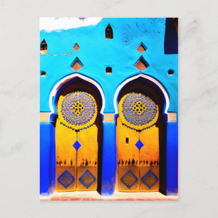 Mooie Marokkaanse Medina deur architectuur Briefkaart