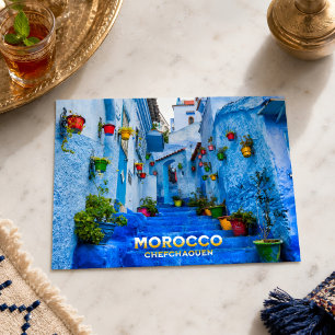 Mooie Marokkaanse Noord Medina Blauwe Stad Briefkaart