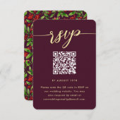 Mooie Marsala Botanische Bruiloft QR Code RSVP (Voorkant / Achterkant)