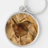 Mooie Marsh Wren Songbird in Marsh Sleutelhanger (Voorkant)