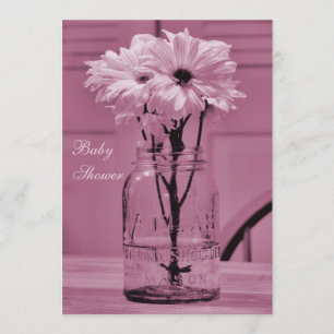 Mooie Mason Jar & Daisies Pink Baby shower Kaart