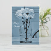 Mooie Mason Jar en Daisies Blue Baby shower Kaart (Staand voorkant)
