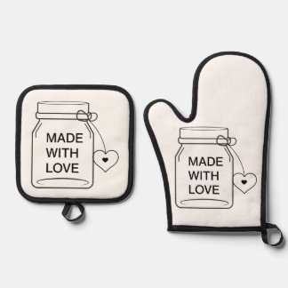 Mooie Mason Pot gemaakt met Liefde Keuken Ovenwant & Pannenlap Set