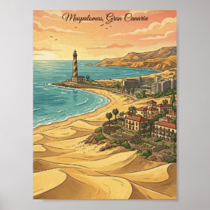 Mooie Maspalomas Gran Canaria Duinen Landschap Poster
