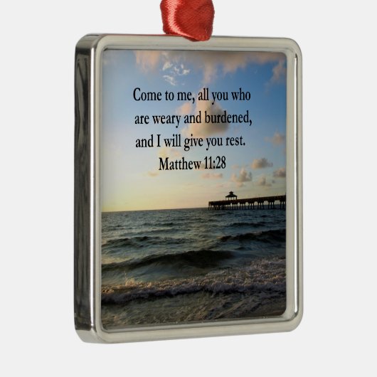 MOOIE MATTHEÜS 11:28 SCRIPTUUR VERS METALEN ORNAMENT (Rechts)