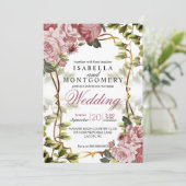 Mooie Mauve Floral bruiloft Kaart (Staand voorkant)