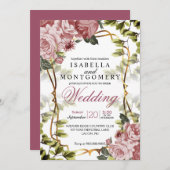 Mooie Mauve Floral bruiloft Kaart (Voorkant / Achterkant)
