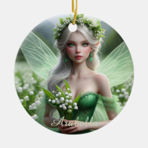 Mooie May Fairy in Lelies van de Vallei Keramisch Ornament